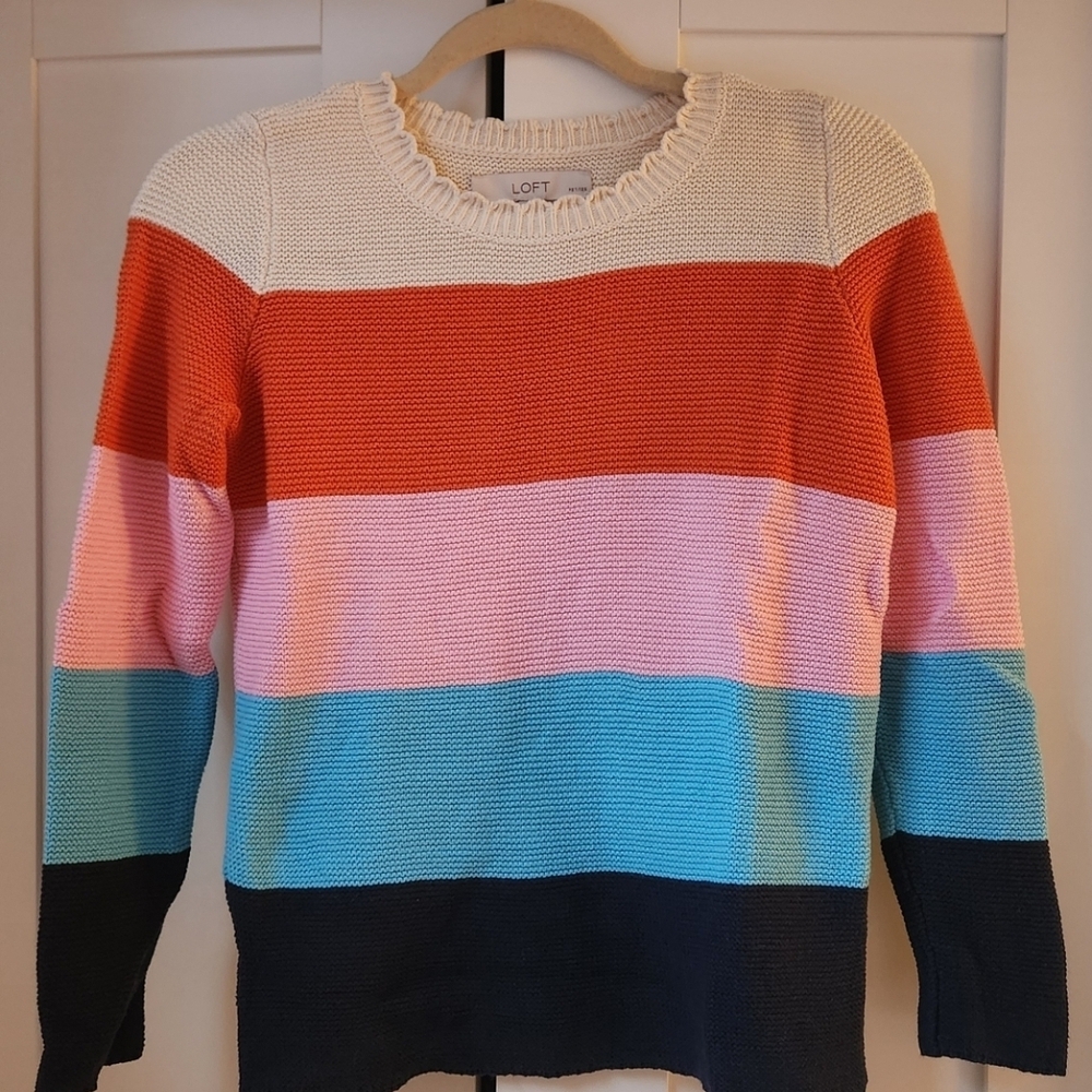 LOFT Women's Rainbow Striped Sweater